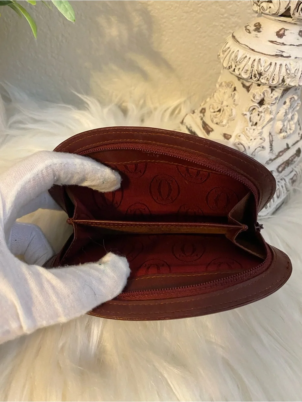 Cartier Burgundy Leather Coin Pouch - Le Must de Cartier